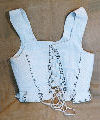 Hand sewn stiffened and boned bodies or corsets with simple black-work embroidery